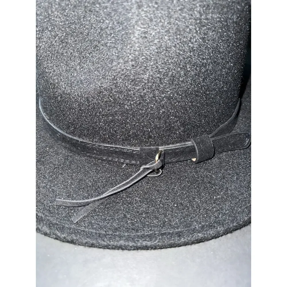 Wool Hat Fedora Western Cowboy Wide Brim Wool Blend Black Outdoor City Casual